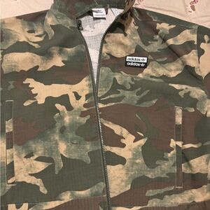 Adidas Men's Green and Brown Camo Field Jacket